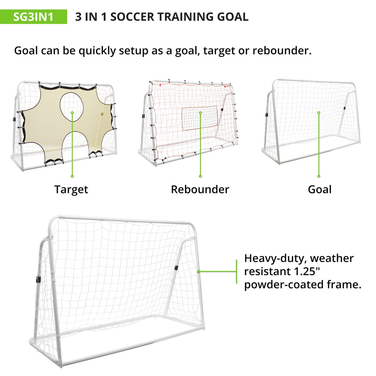 Champion Sports 3-in-1 Soccer Training Goal