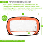 Champion Sports Pop-Up Soccer Goal, 4' x 2' - Pair