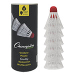 Champion Sports Plastic Shuttlecock - Tube of 6 - Outdoor