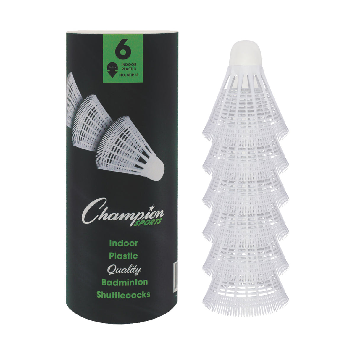 Champion Sports Plastic Shuttlecock - Tube of 6 - Indoor