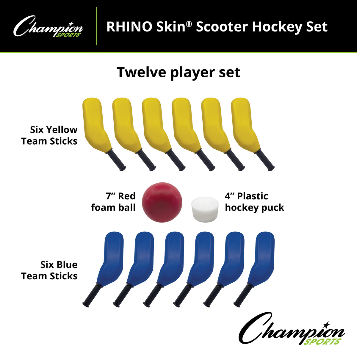 Champion Sports Rhino Skin Scooter Hockey Set