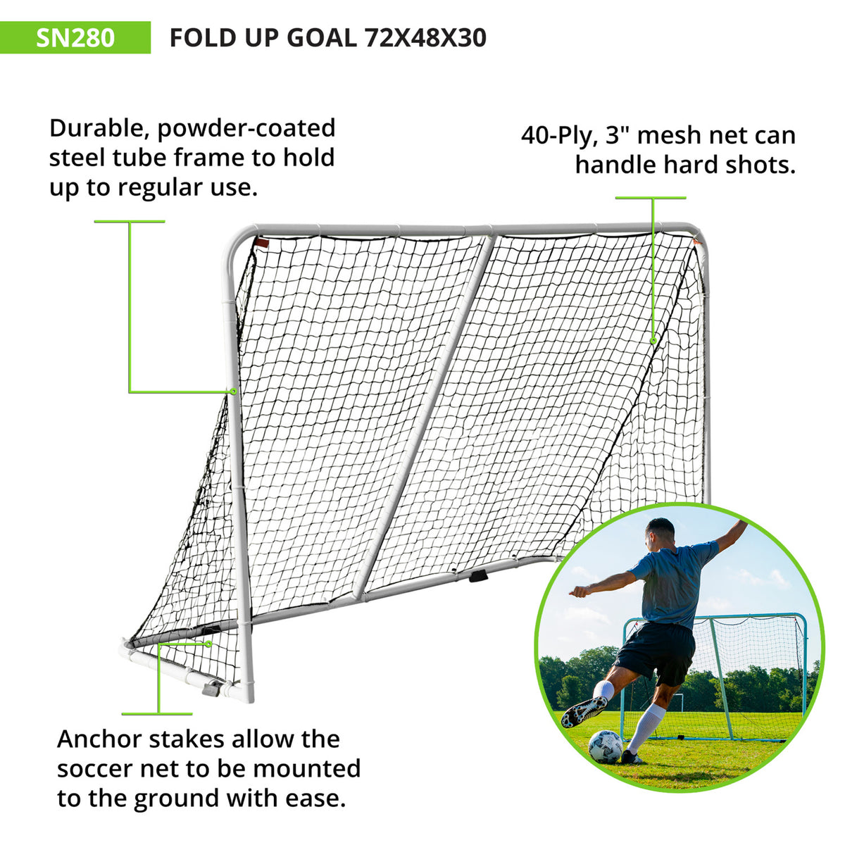 Champion Sports Easy Fold Soccer Goal, 6' x 4'