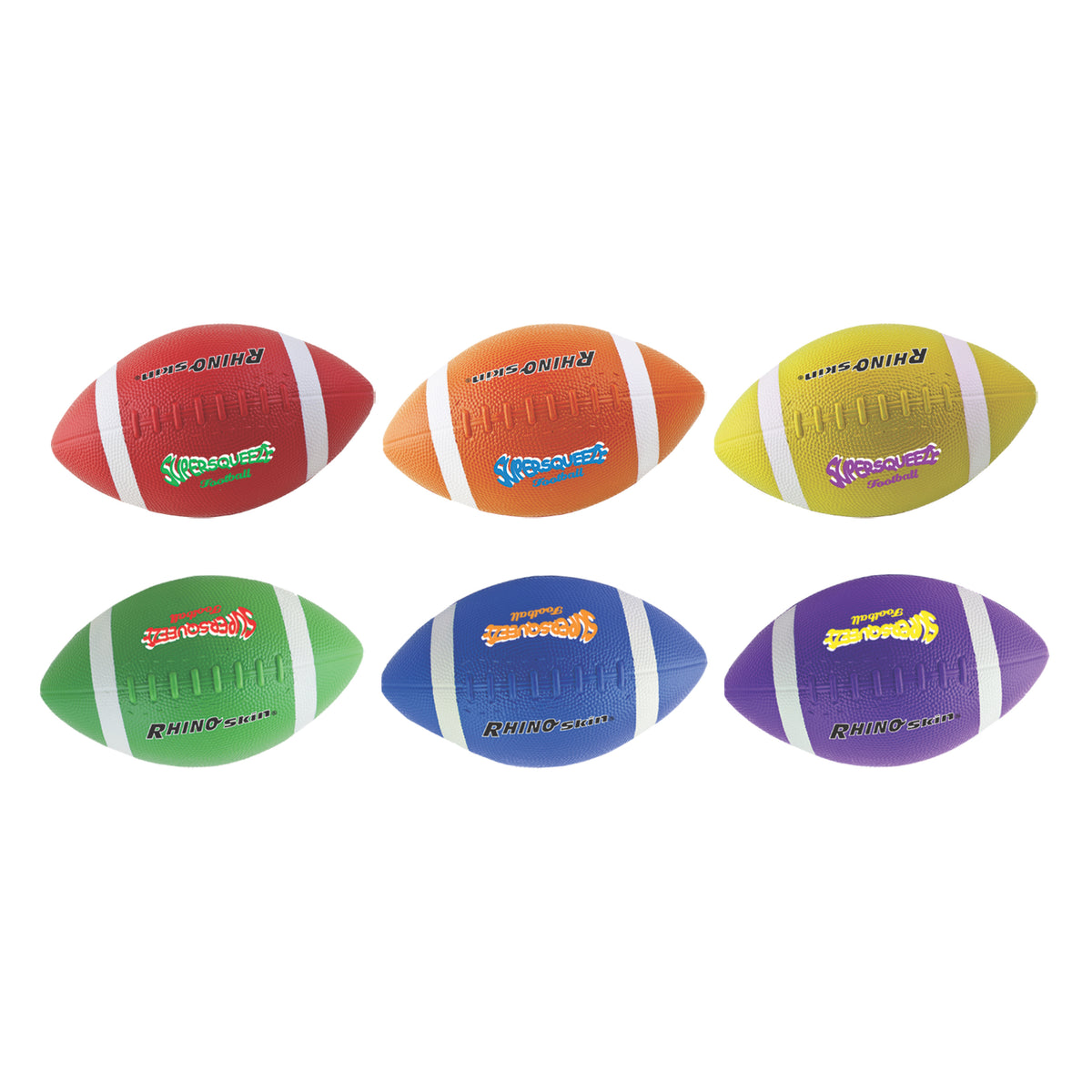 Champion Sports Rhino Skin Super Squeeze Football Set - Set of 6