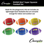 Champion Sports Rhino Skin Super Squeeze Football Set - Set of 6
