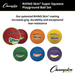 Champion Sports Rhino Skin Super Squeeze Playground Ball Set - Set of 6