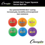 Champion Sports Rhino Skin Super Squeeze Soccer Ball Set - Set of 6