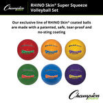 Champion Sports Rhino Skin Super Squeeze Volleyball Set - Set of 6