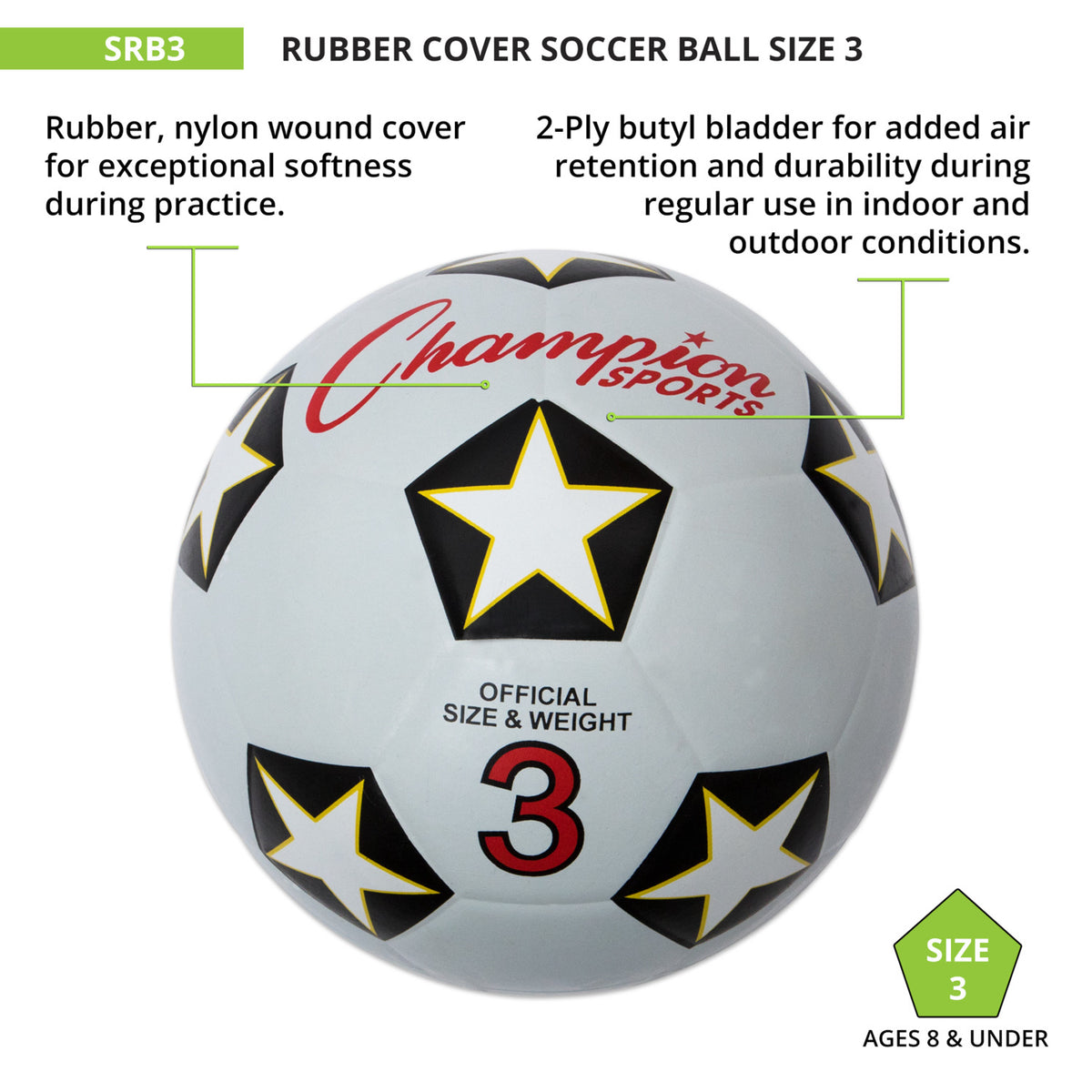 Champion Sports Rubber Cover Soccer Ball