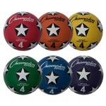 Champion Sports Rubber Cover Soccer Ball - Size 4 - Set of 6 (Assorted Colors)