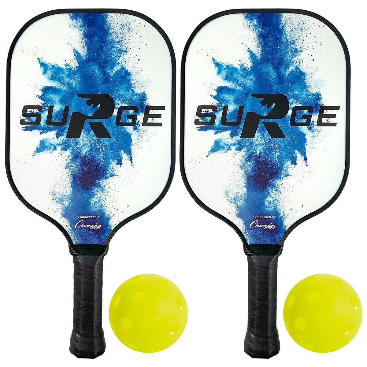 Champion Sports Rhino Pickleball Surge Paddle - Two-Player Set (2 Paddles, 2 Balls)