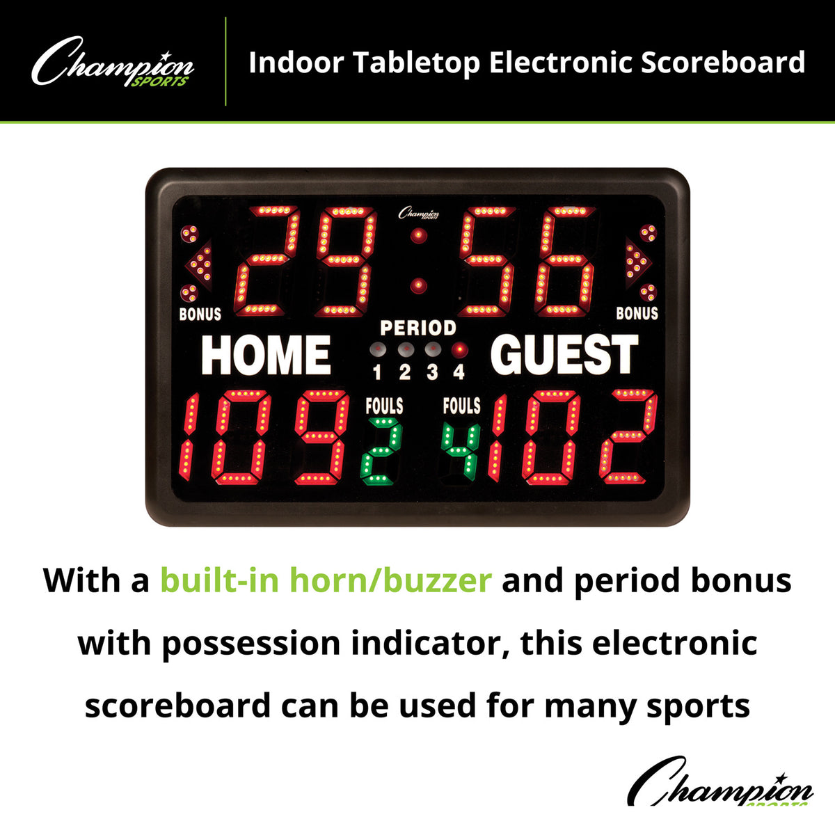 Champion Sports Tabletop Indoor Electronic Scoreboard