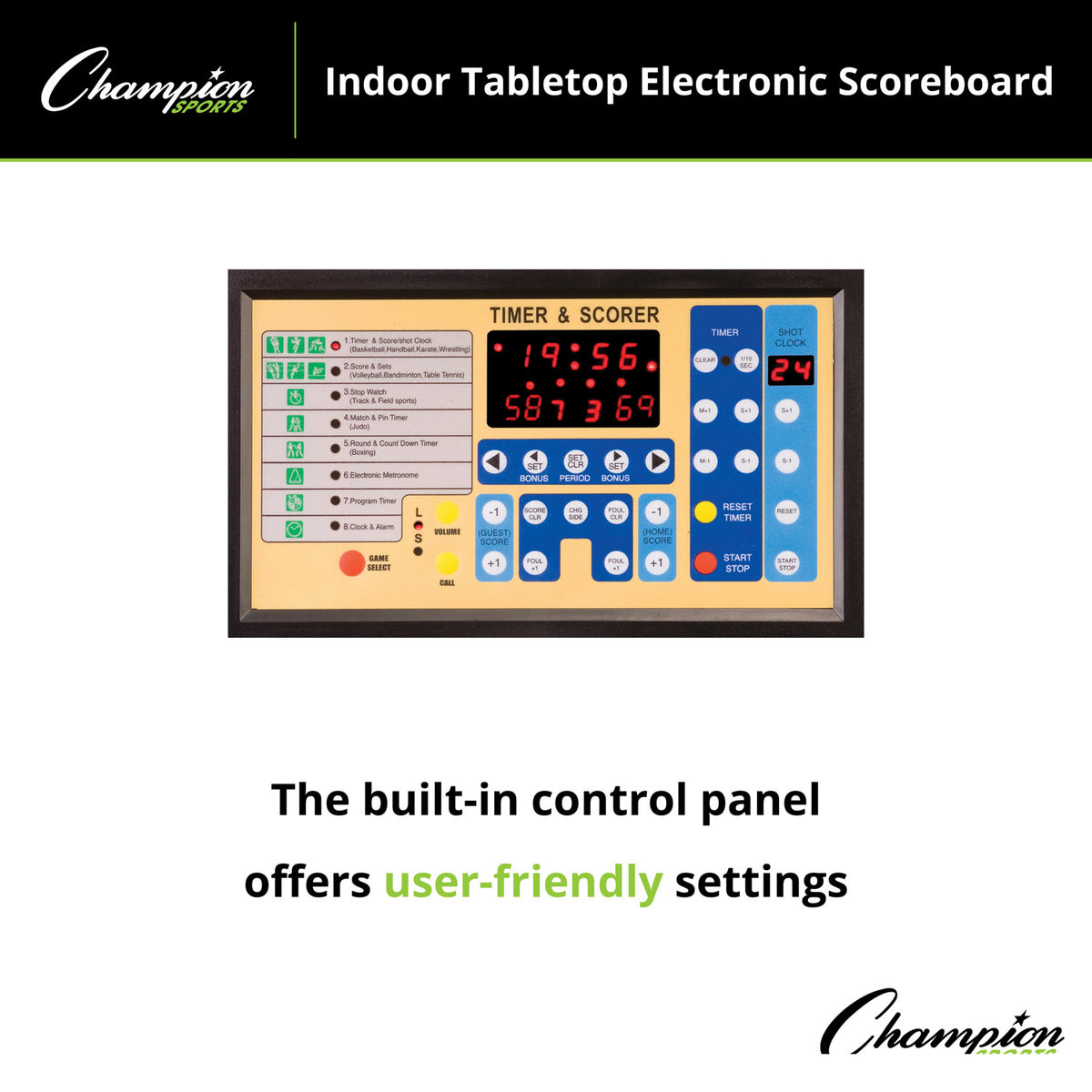 Champion Sports Tabletop Indoor Electronic Scoreboard