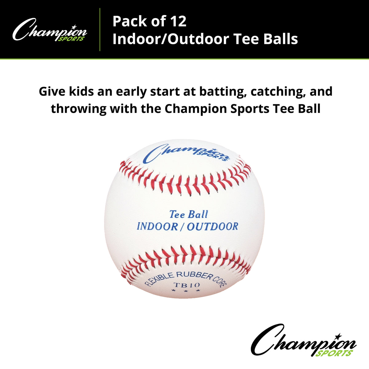 Champion Sports Indoor/Outdoor Tee Balls - Dozen