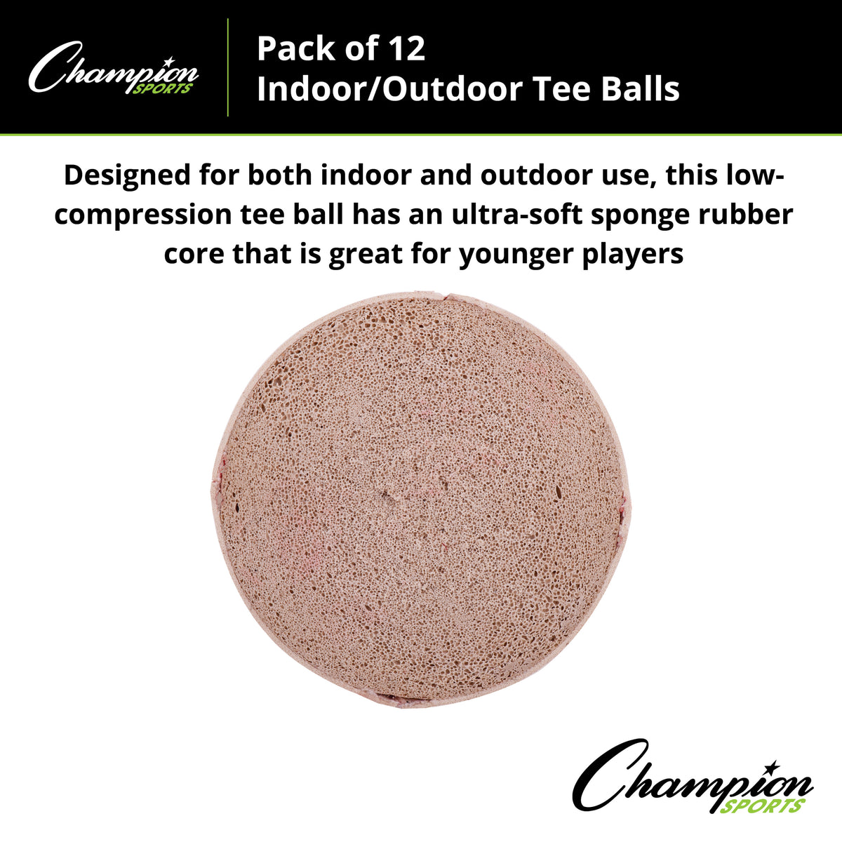 Champion Sports Indoor/Outdoor Tee Balls - Dozen