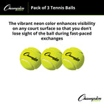 Champion Sports Tennis Balls - Pack of 3