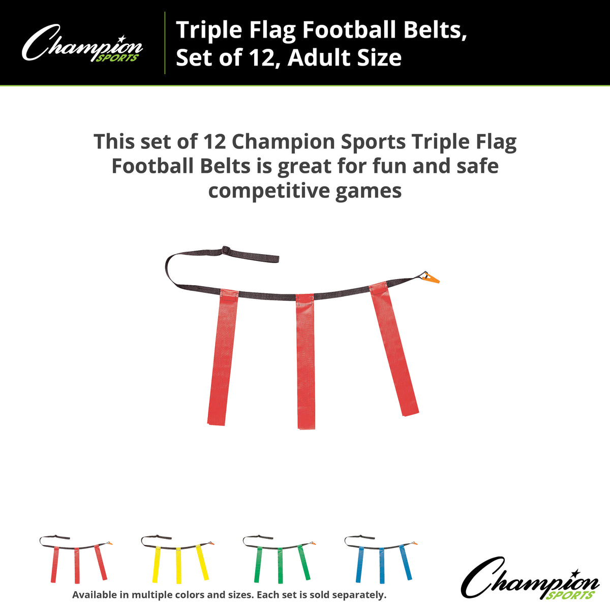 Champion Sports Triple Flag Football Set, Adult - Dozen