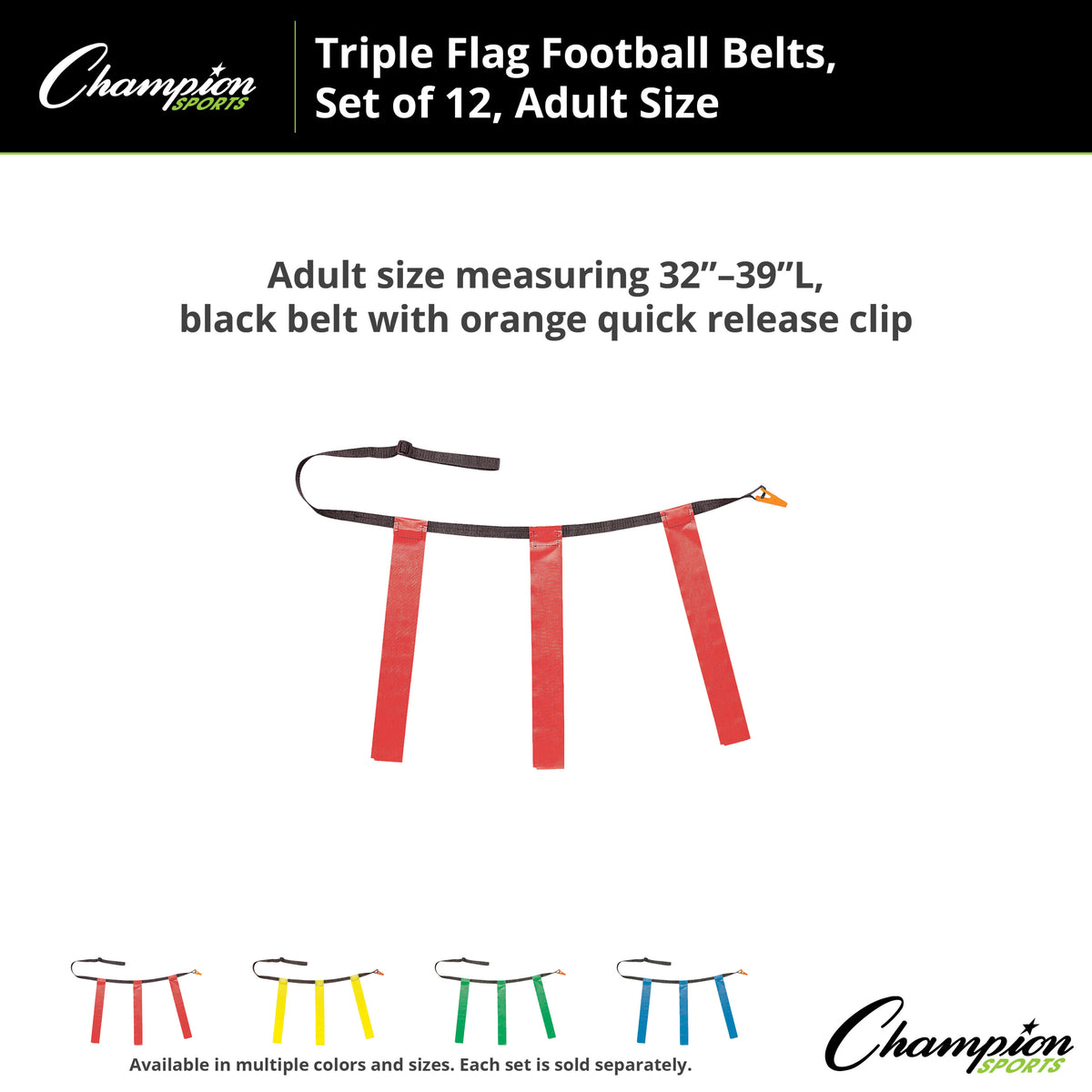Champion Sports Triple Flag Football Set, Adult - Dozen