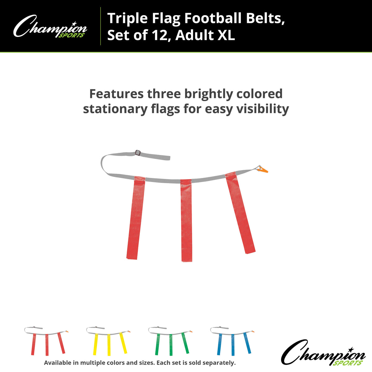 Champion Sports Triple Flag Football Set, Adult XL - Dozen