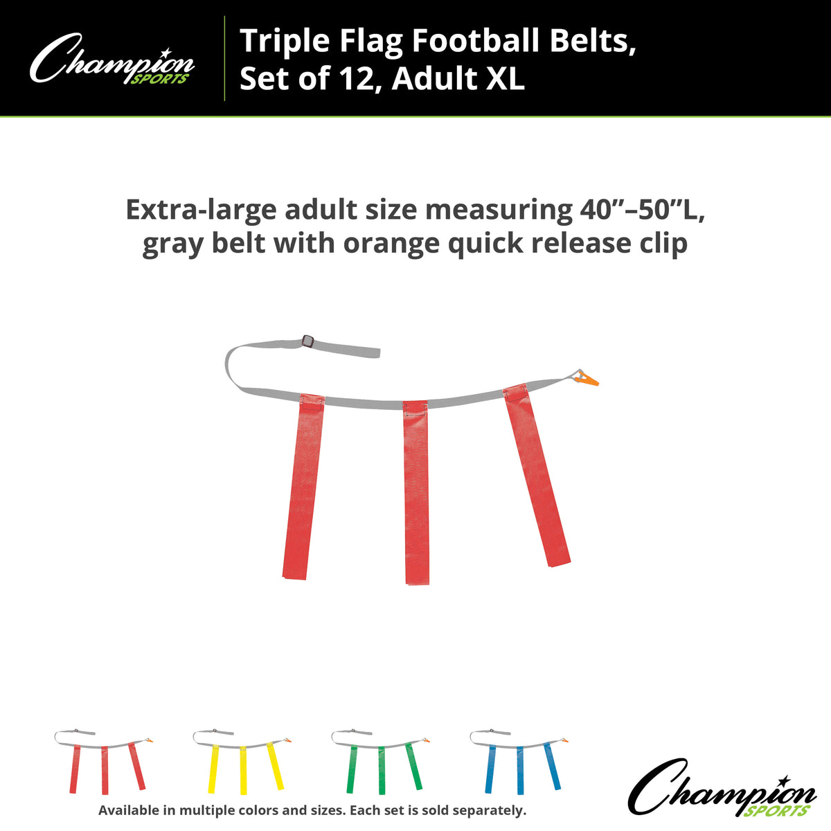 Champion Sports Triple Flag Football Set, Adult XL - Dozen