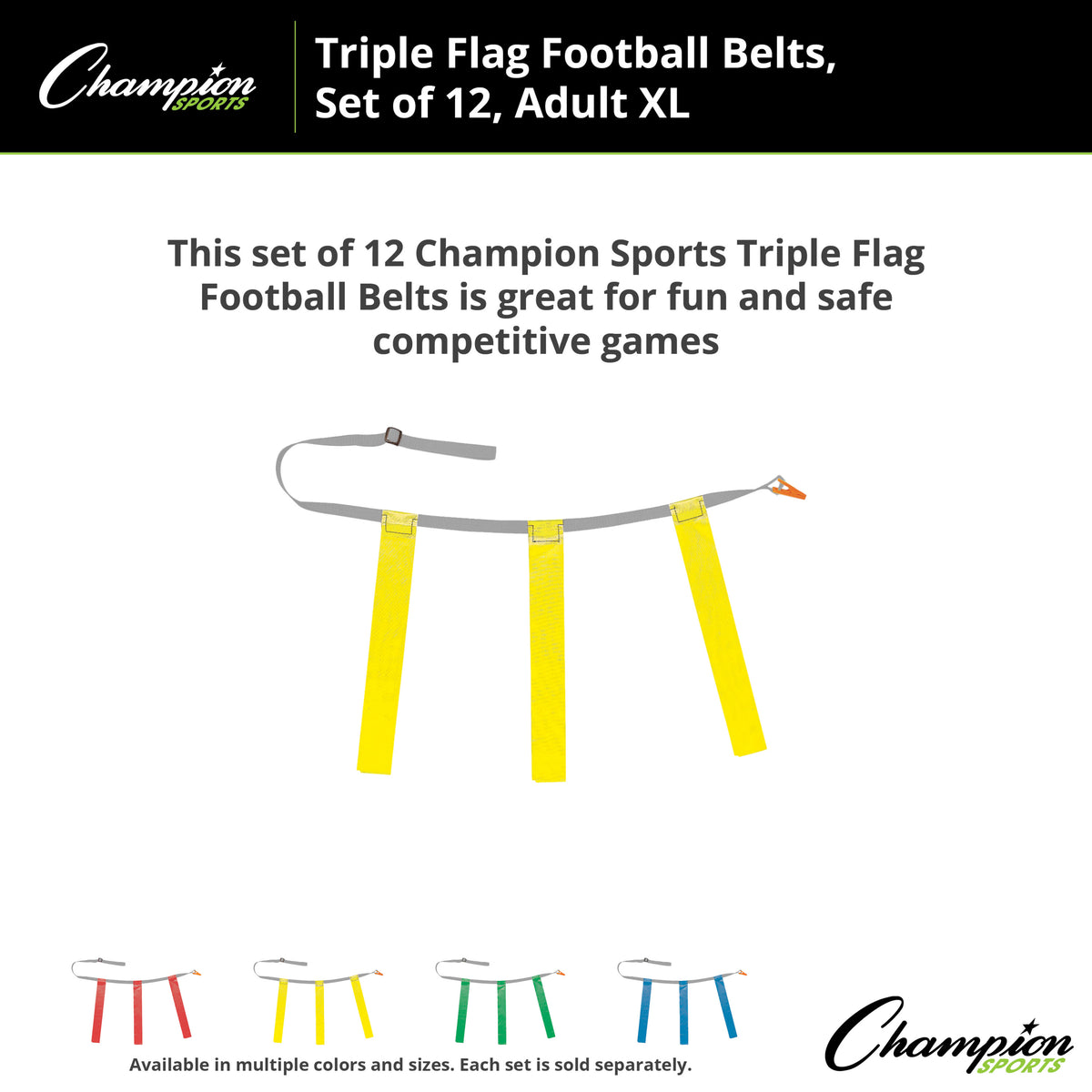 Champion Sports Triple Flag Football Set, Adult XL - Dozen