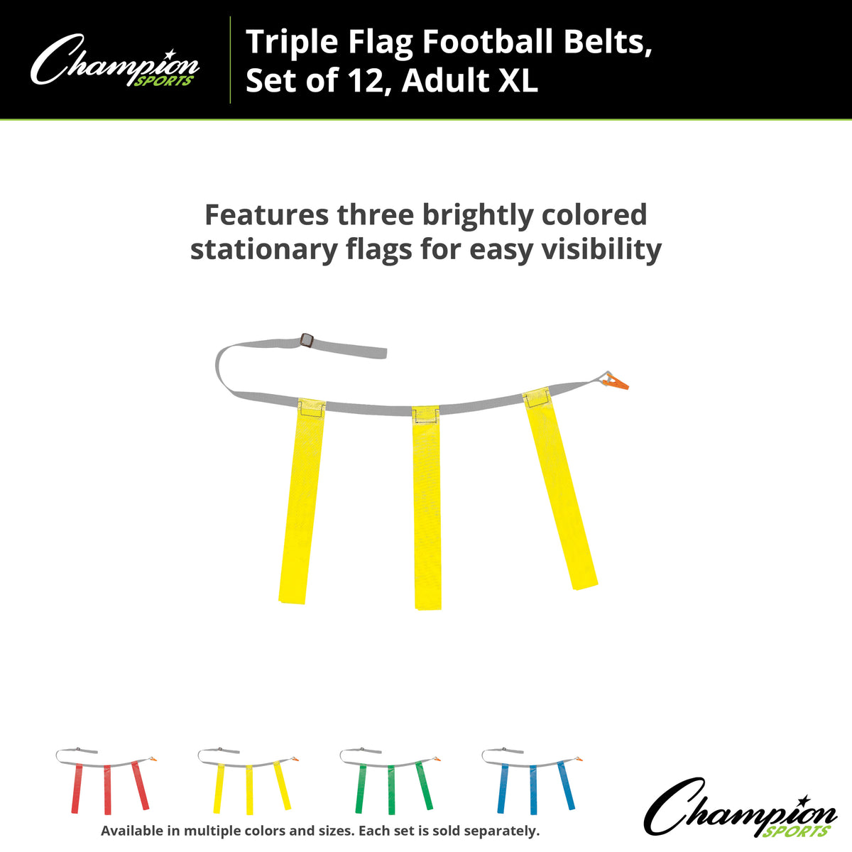 Champion Sports Triple Flag Football Set, Adult XL - Dozen