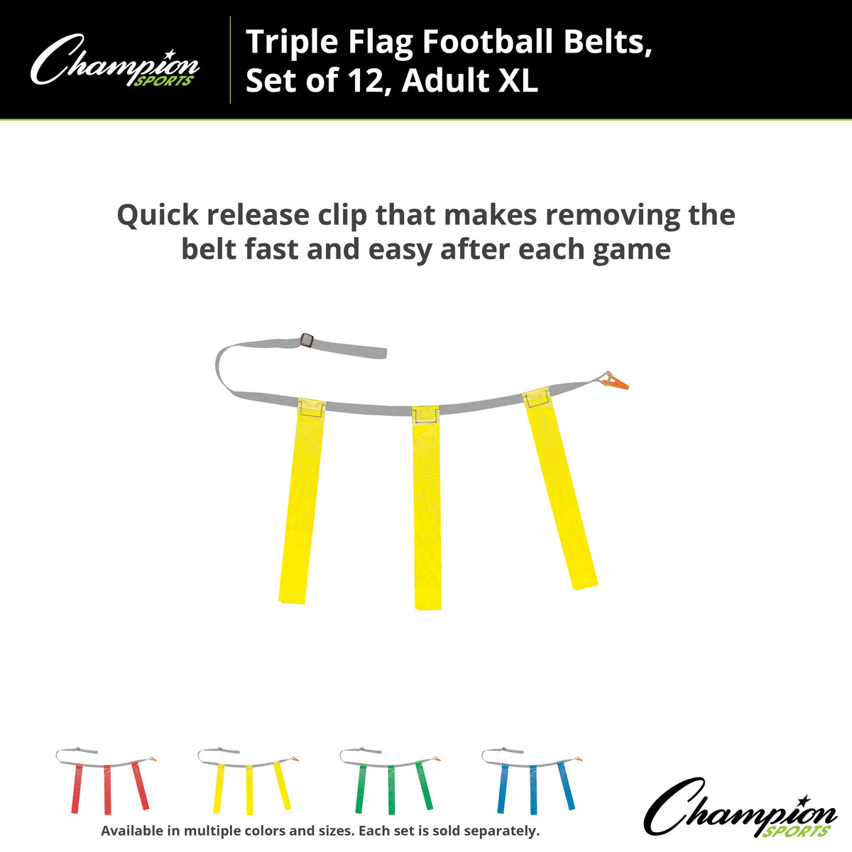 Champion Sports Triple Flag Football Set, Adult XL - Dozen