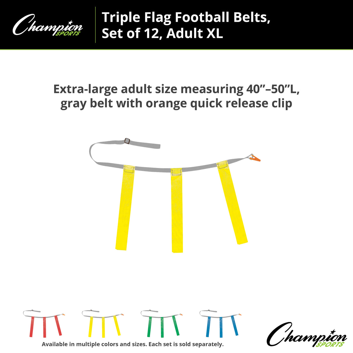 Champion Sports Triple Flag Football Set, Adult XL - Dozen