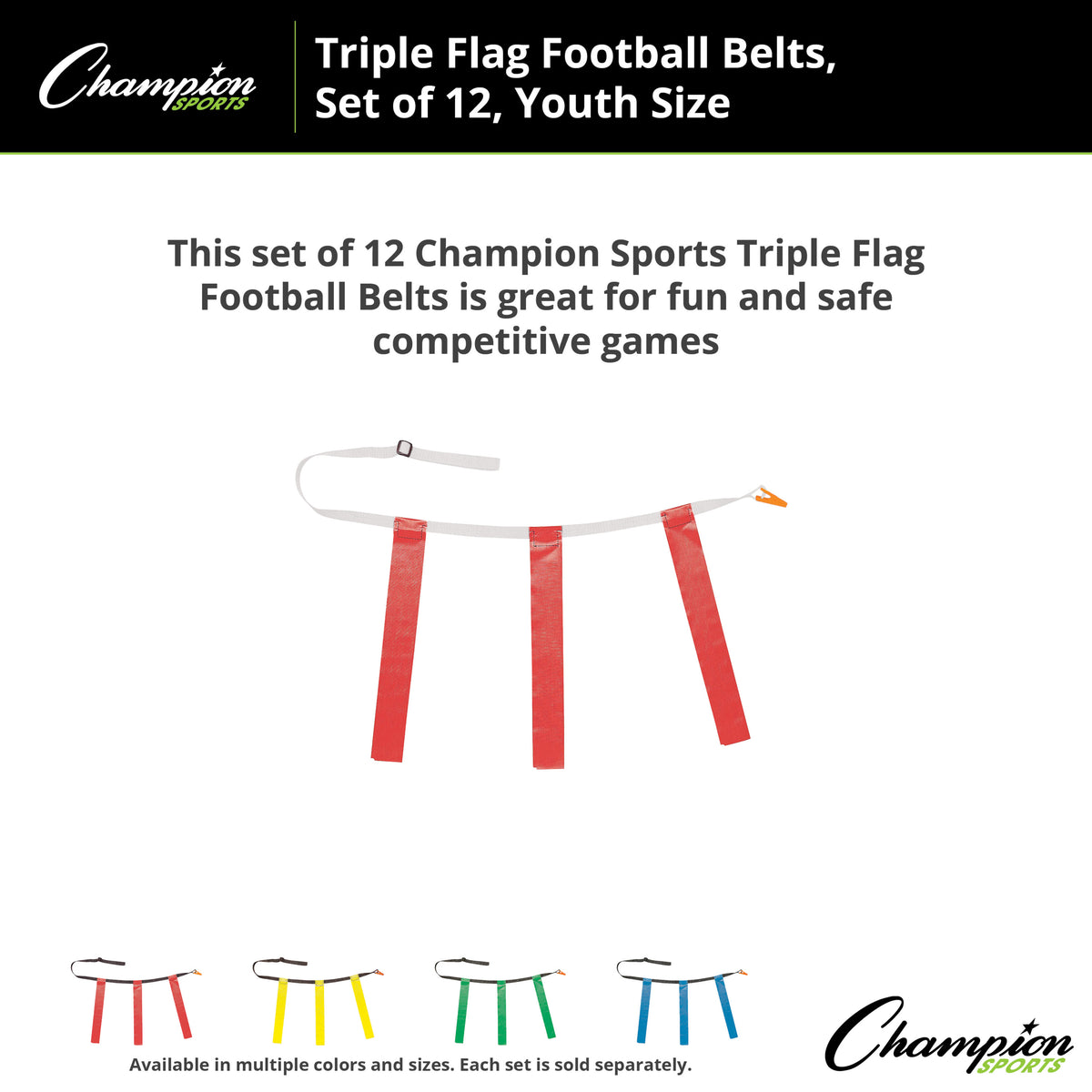Champion Sports Triple Flag Football Set, Youth - Dozen