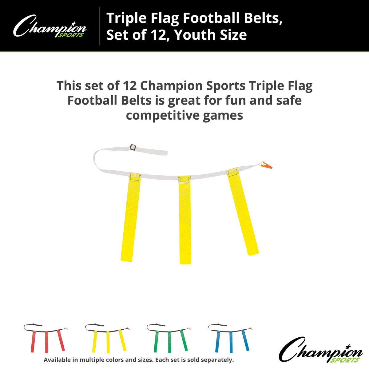Champion Sports Triple Flag Football Set, Youth - Dozen