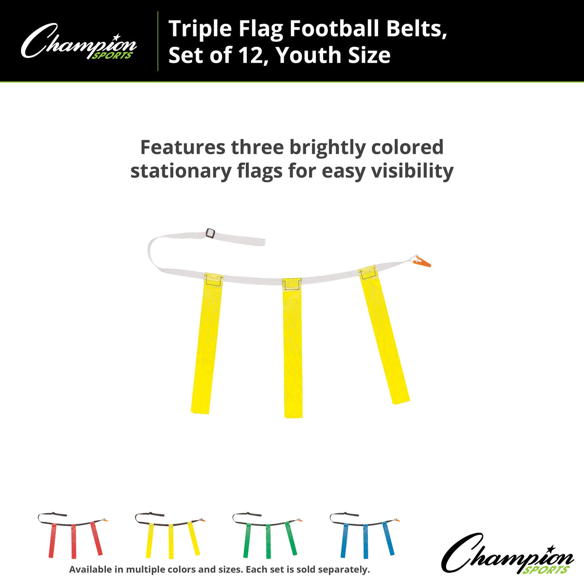 Champion Sports Triple Flag Football Set, Youth - Dozen