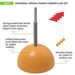 Champion Sports Universal Spring Loaded Soccer Corner Flags - Set of 4