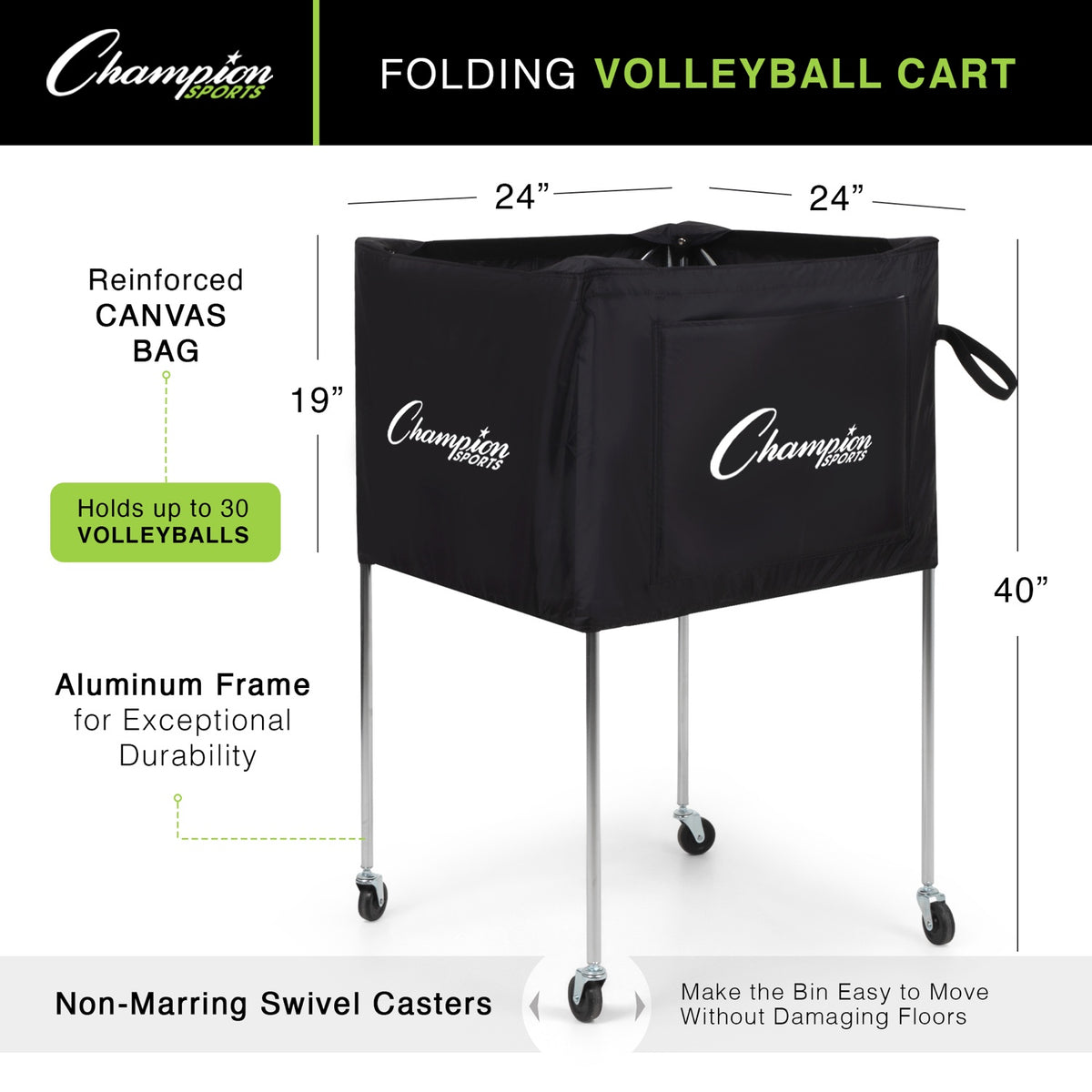 Champion Sports Collapsible Volleyball Cart