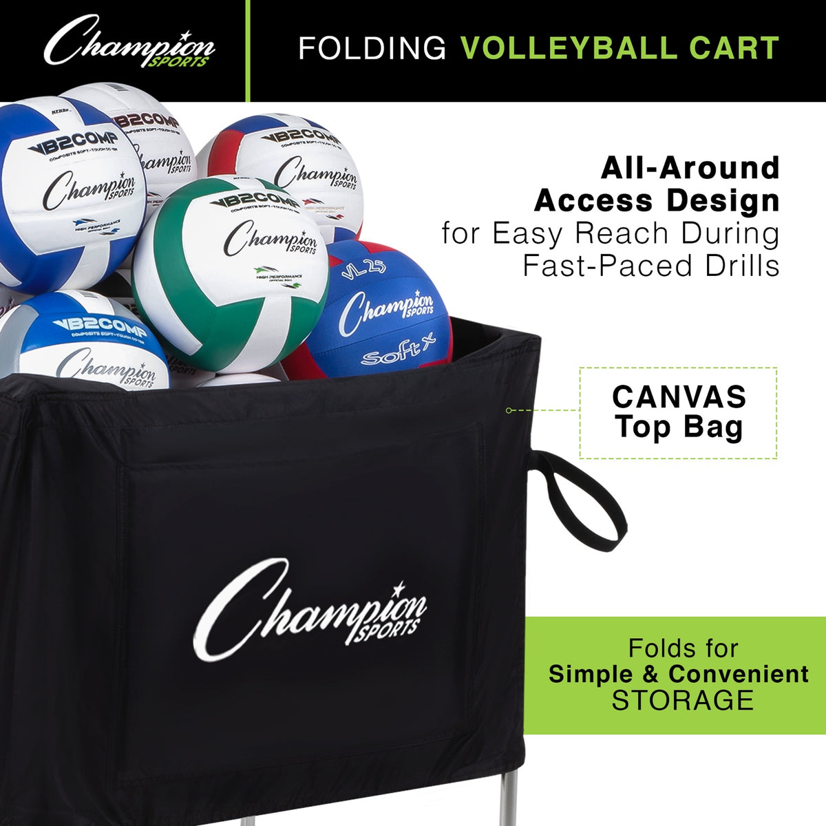 Champion Sports Collapsible Volleyball Cart