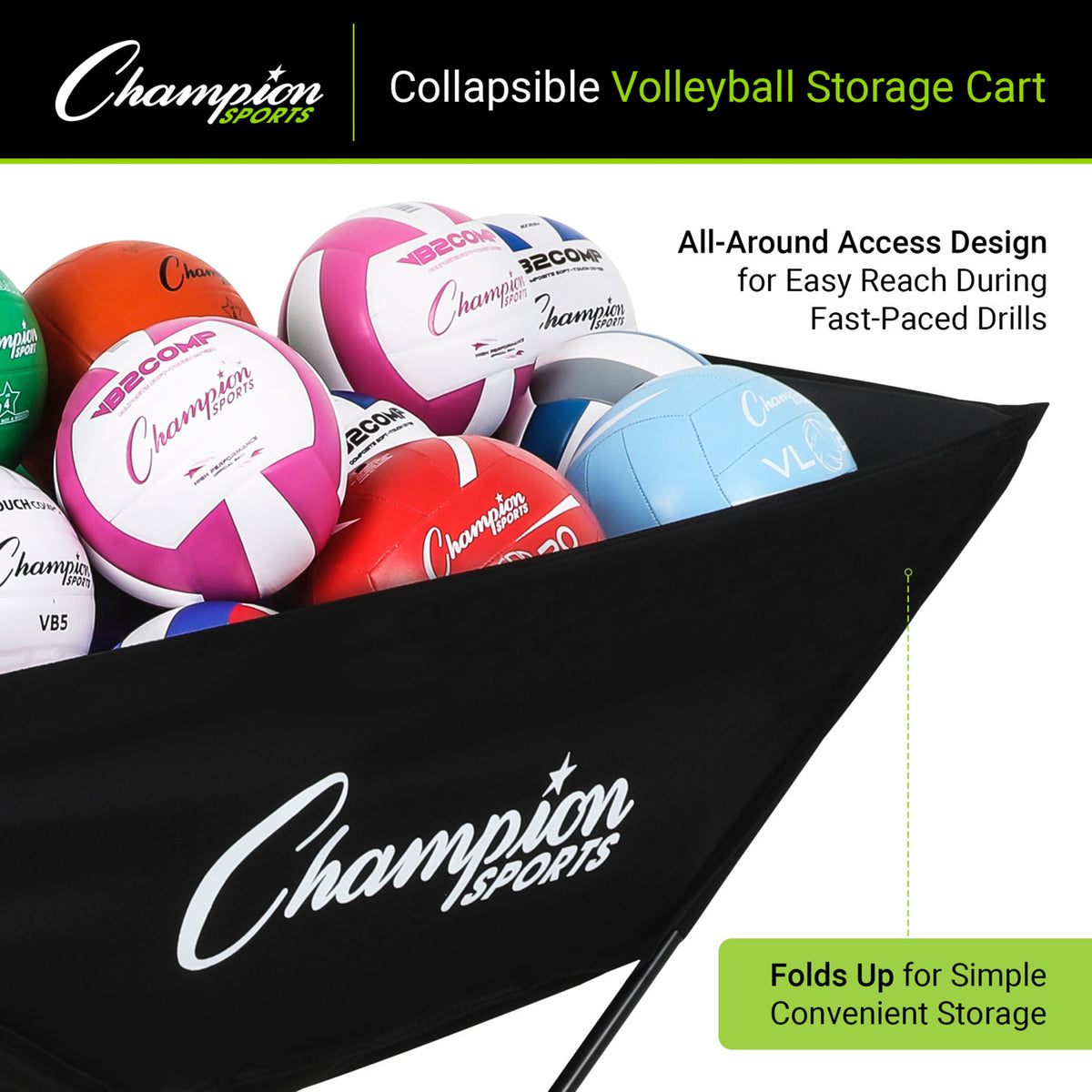 Champion Sports Pro Collapsible Volleyball Cart
