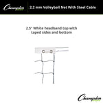 Champion Sports 2.2 mm Volleyball Net with Steel Cable