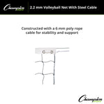 Champion Sports 2.2 mm Volleyball Net with Steel Cable
