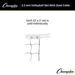 Champion Sports 2.2 mm Volleyball Net with Steel Cable