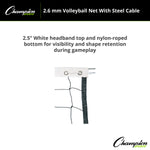 Champion Sports 2.6 mm Volleyball Net with Steel Cable