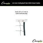 Champion Sports 2.6 mm Volleyball Net with Steel Cable