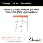 Champion Sports 2.0 mm Volleyball Net with Color Headband