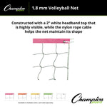 Champion Sports 2.0 mm Volleyball Net with Color Headband