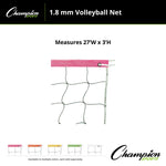 Champion Sports 2.0 mm Volleyball Net with Color Headband