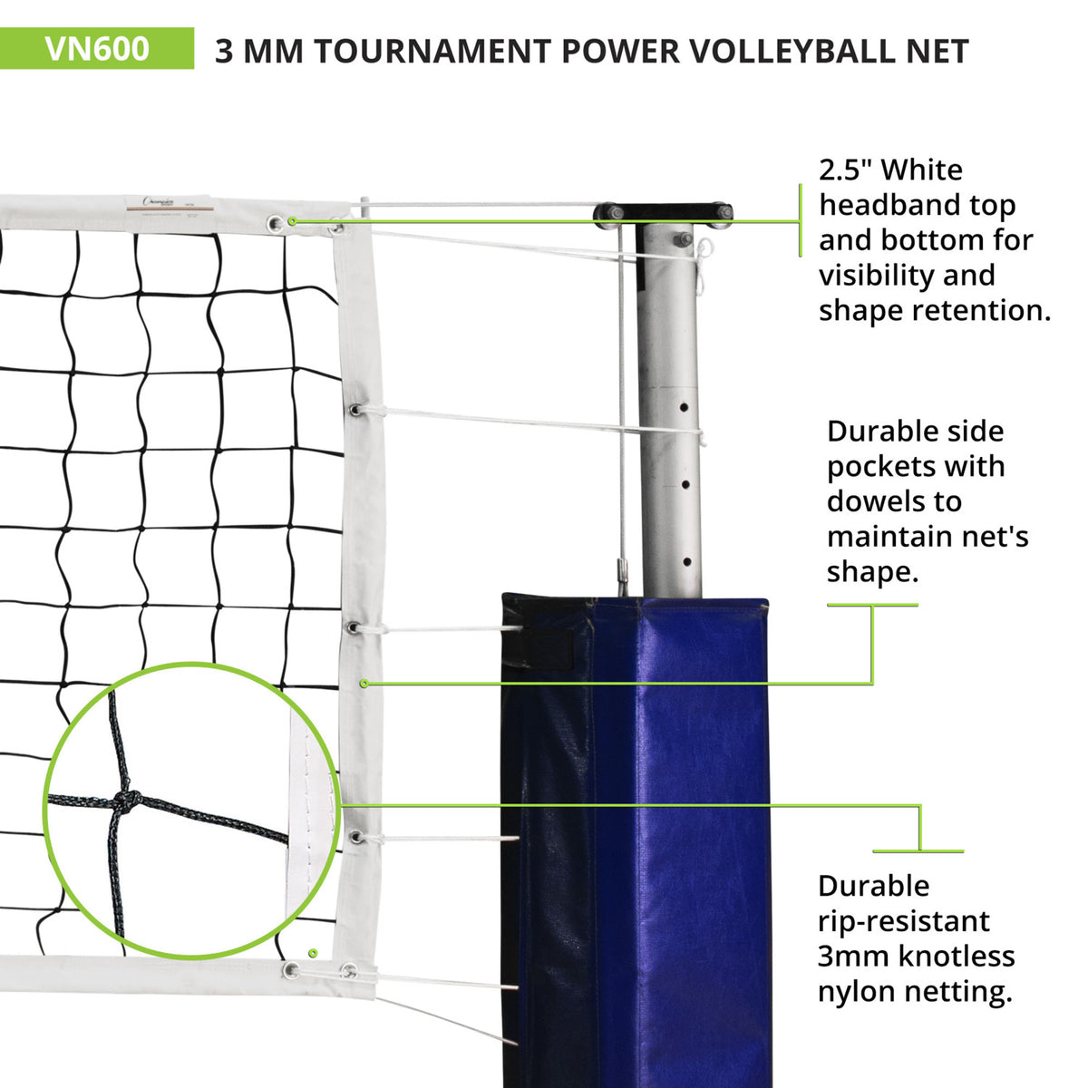 Champion Sports 3 mm Tournament Volleyball Net