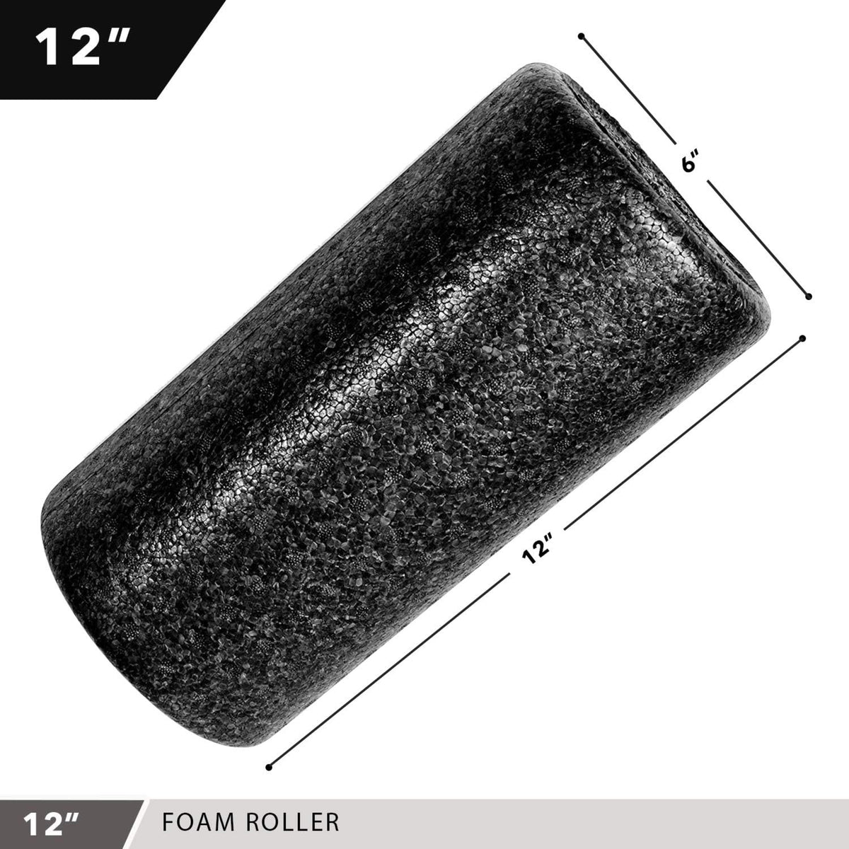 Champion Sports High-Density Foam Roller - 12" / Solid Black