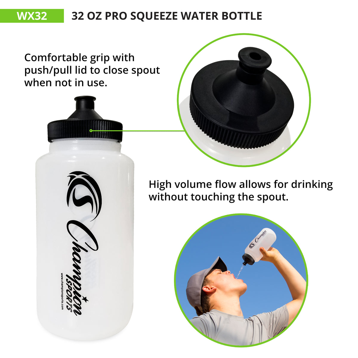 Champion Sports Pro Squeeze Water Bottle