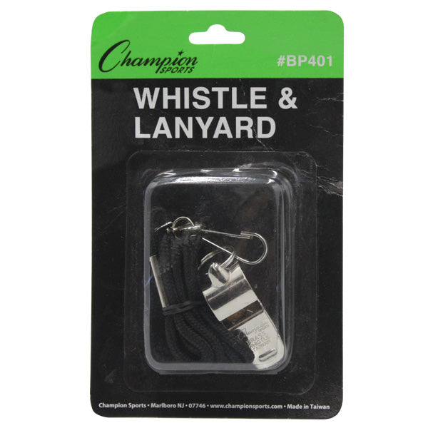 Champion Sports Metal Whistle and Lanyard Set - Dozen