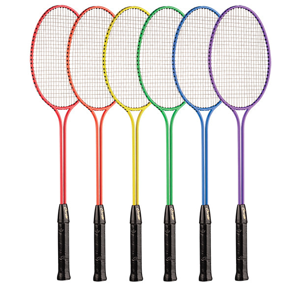 Champion Sports Tempered Steel Twin-Shaft Badminton Racket - Set of 6 (Assorted Colors)
