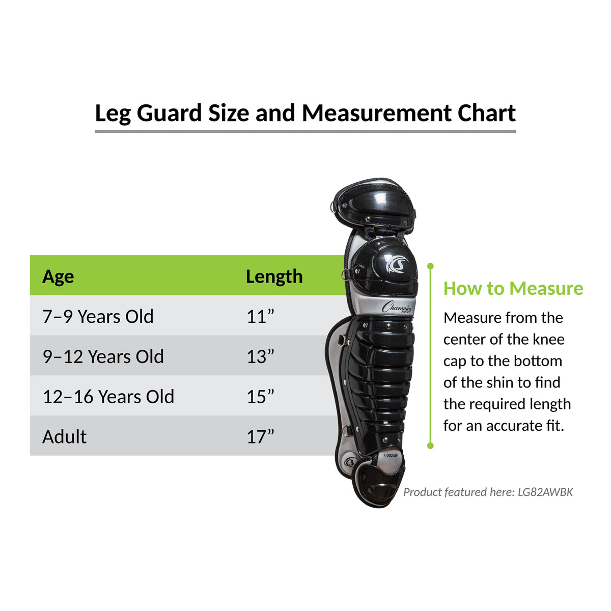 Champion Sports Single Knee Baseball Shin Guards