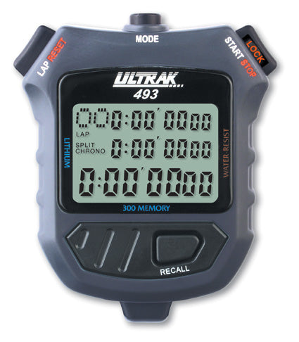 Ultrak 493 – 500-Lap Memory Stopwatch (3-Line Display)