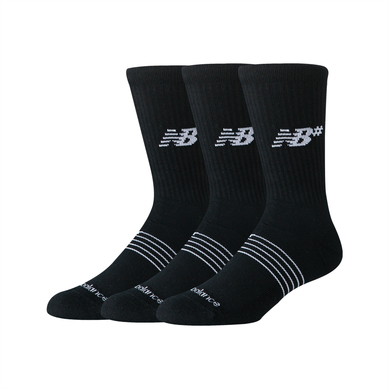 New Balance Active Numeric Crew Socks 3 Pack - Black